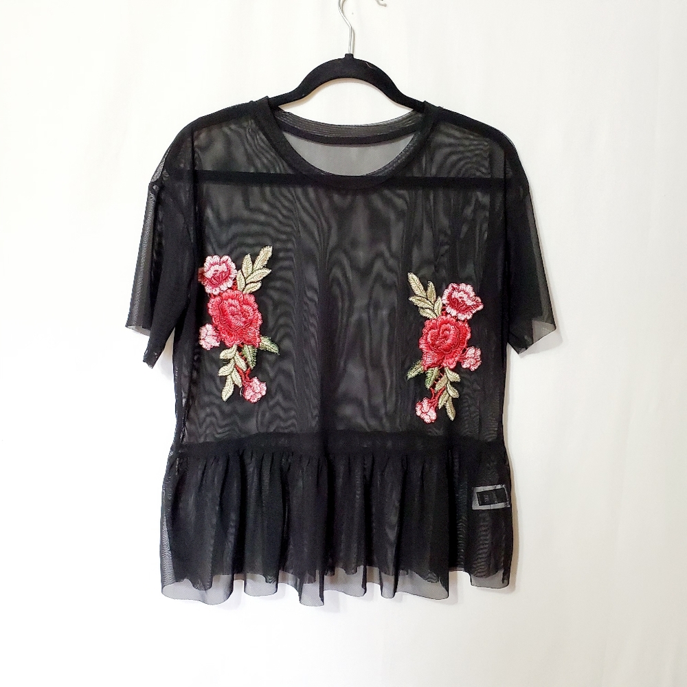 SHEIN sheer peplum top